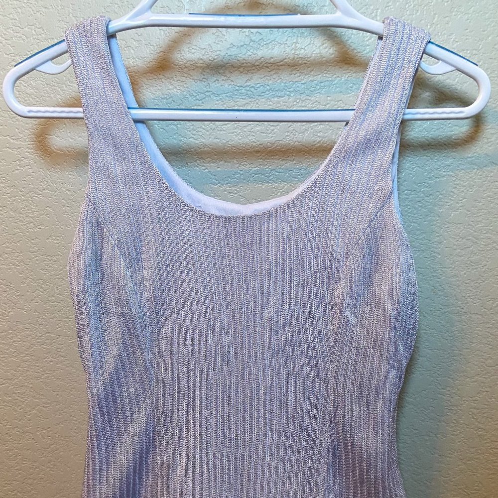 JS Collections Silver Shimmer Ribbed Tank